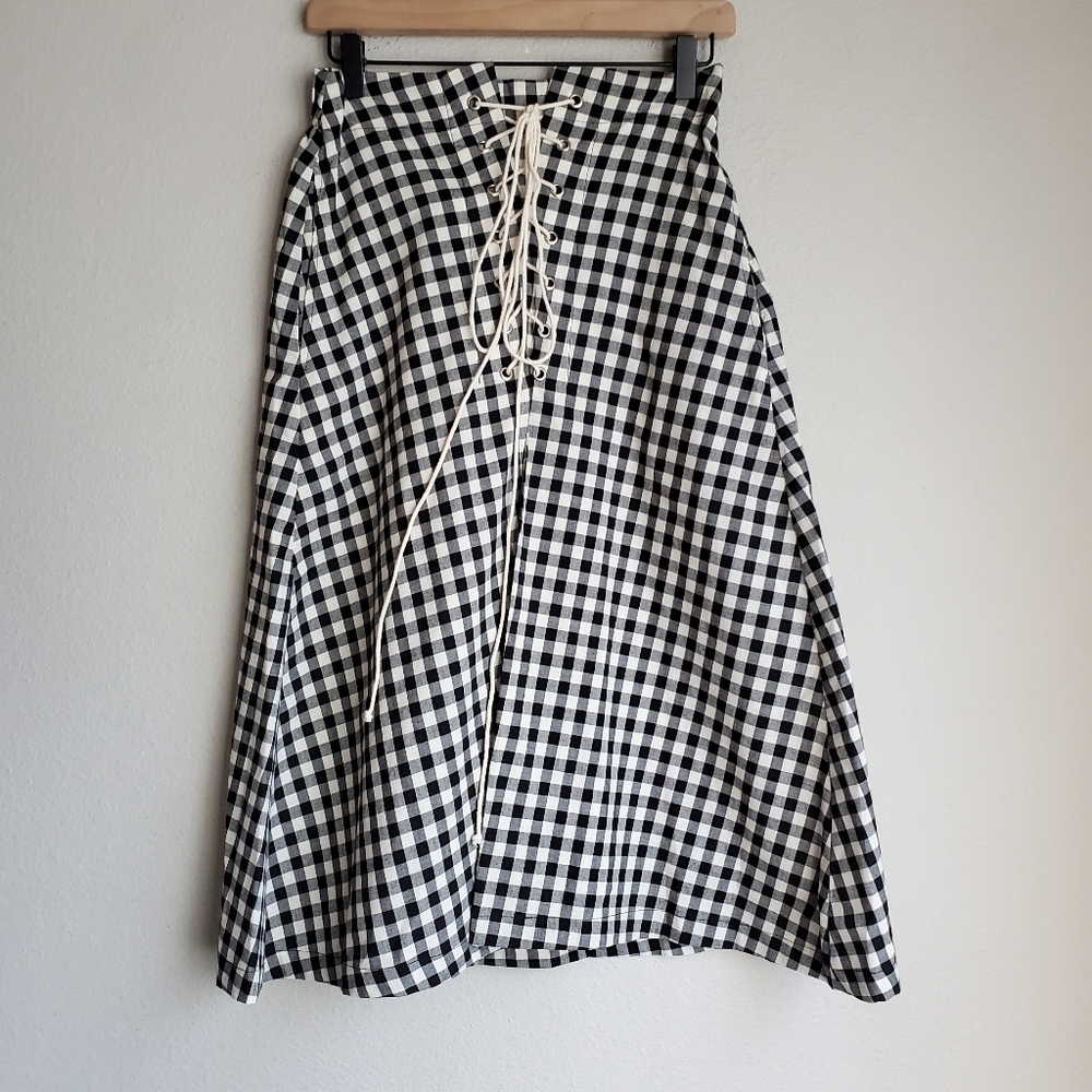 Eva Franco Lace-up Gingham Skirt size S NWT - Picture 4 of 8
